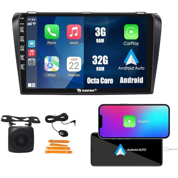 Android 10 Auto radio Auto navigācijas stereo multivides atskaņotājs GPS radio 2.5D skārienjūtīgais ekrāns Mazda 3 2004-2010