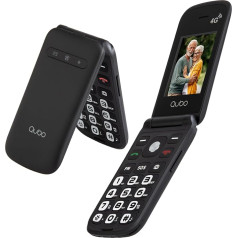 Qubo 4G Senior mobilais tālrunis Salokāms mobilais tālrunis bez līguma Mobilais tālrunis Liels mobilais tālrunis senioriem Displejs 2,4 collas SOS funkcija Atbalsta Dual SIM Quick Call FM radio