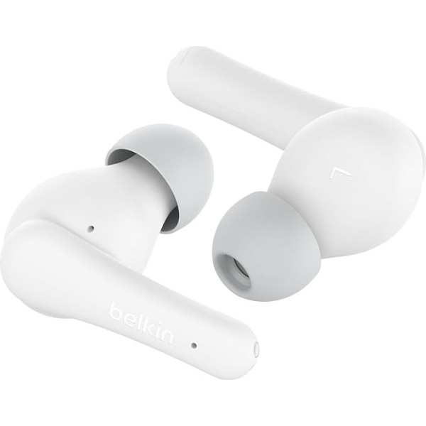 Belkin SoundForm Nano 2 Bluetooth In-Ear austiņas bērniem ar iebūvētu mikrofonu, 28 stundu akumulatora darbības laiks, skaļuma ierobežojums līdz 85 dB, IPX5 ūdensnecaurlaidīgas iPhone, iPad, Galaxy u. c. - Balts