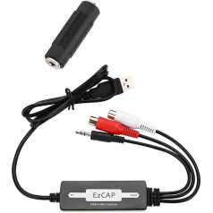 GRACETOP USB 2.0 Audio Grabber 3.5 mm & 2RCA L/R Audio Capture Recording Cable for Tape Drive, CD Audio Recording Windows XP/Vista/7/8/8.1/10/MAC Compatible