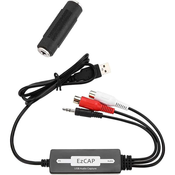 GRACETOP USB 2.0 Audio Grabber 3,5 mm un 2RCA L/R audio ierakstīšanas kabelis lentes diskdziņa, CD audio ierakstīšanai Windows XP/Vista/7/8/8.1/10/MAC saderīgs