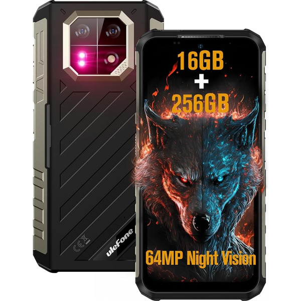 Ulefone Armor 22 izturīgs viedtālrunis Android 13, 16GB + 256GB + 512GB, neiznīcināms tālrunis, 64MP nakts redzamības funkcija, 6600mAh akumulators, 6,58 collu HD+ mobilais tālrunis, IP69K/Fingerprint/NFC/OTG Black