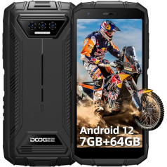 DOOGEE S41 Pro Mobilais tālrunis Ūdensizturīgs triecienizturīgs 6300mAh Android 12 7GB+1TB nomaināms 4G Trīs kameras 13MP 13MP Triecienizturīgs NFC Face ID GPS Melns