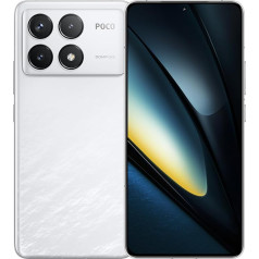 Xiaomi Poco F6 Pro viedtālrunis, 12GB+512GB Snapdragon 8+ Gen 2, 120W ātrā uzlāde, 5000mAh akumulators, WQHD+ Flow AMOLED, 50MP kamera (balta)