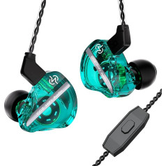 keephifi CCZ DC01 Pro In-Ear Monitor austiņas, 1DD Bass HiFi IEM austiņas, V-veida vadu austiņas, noņemami 2-pin Z-OFC kabeļi mūziķiem, bundziniekiem (zaļas, ar mikro)