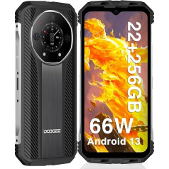 DOOGEE S110 izturīgs viedtālrunis, 22GB RAM + 256GB ROM, 10800mAh, 66W ātrā uzlāde, Android 13 nesagraujams tālrunis, 6,6 collu FHD+ 120Hz 50MP kamera, izturīgs OTG/GPS/NFC/ IP68/IP69K