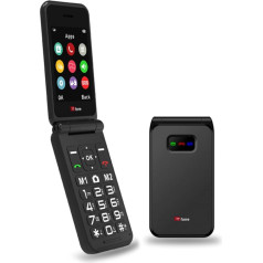 TTfone TT760 4G USB-C mobilais tālrunis vecāka gadagājuma cilvēkiem, vienkāršs un viegli lietojams, salokāms, lēts un ērti lietojams, EE Pay as You Go (melns, ar USB kabeli)