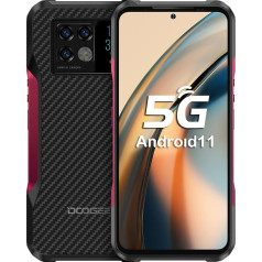 DOOGEE V20 (2022) 5G brīvdabas mobilais tālrunis bez līguma, 6,43 collu 2K AMOLED, 64 MP kamera un 20 MP nakts redzamības kamera, 8 GB RAM + 256 GB ROM, 6000 mAh, brīvdabas viedtālrunis Android 111 Dual SIM IP6 Dual SIM, NFC izturīgs. sarkans.