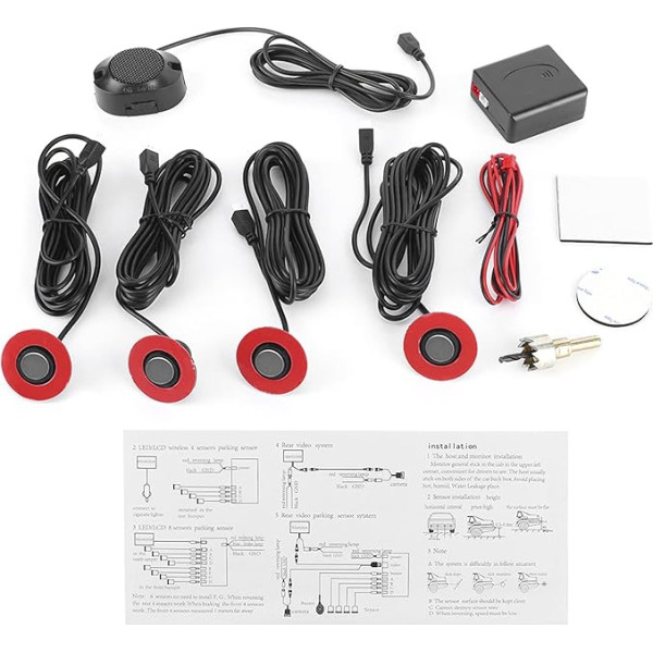 Qiilu 16,5 mm automobiļa atpakaļgaitas radara komplekts, iebūvēts aizmugurējā radara sensors, atpakaļgaitas palīgierīce ar skaņas signāla papildkomplektu (pelēks)