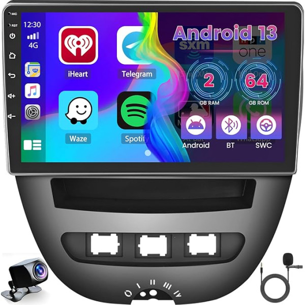 2GB + 64GB Android 13 Auto radio 2005-2014 Toyota Aygo Peugeot 107 Citroen C1 Radio Wireless CarPlay Android Car Bluetooth 9 collu ekrāns Auto radio ar navigāciju atpakaļgaitas kamera