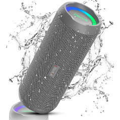 RIENOK Bluetooth skaļrunis ar gaismu Bluetooth 5.3 Music Box Bass Wireless Box ar IPX7 ūdensizturīgu stereo skaņu Portable Grey