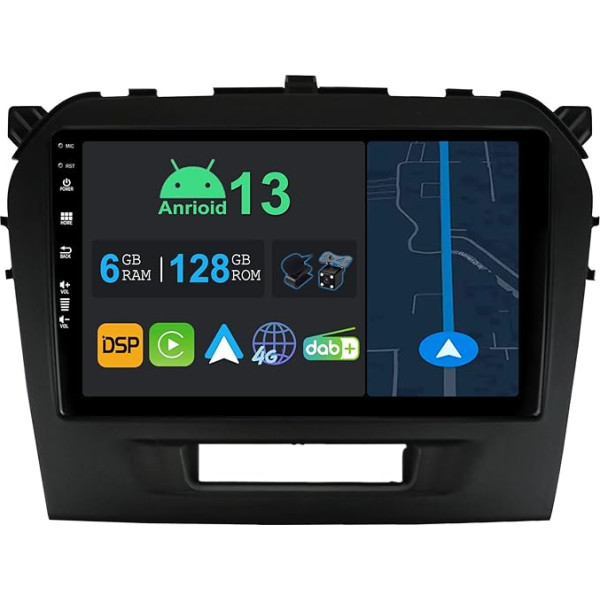 YUNTX 9 collu Android 13 autoradio ar satelītnavigāciju Suzuki Vitara 2014-2020 | Octa Core | 6GB 128GB | Iebūvēts 4G LTE | CarPlay & Android Car | DSP | DAB | QLED | Dual Band WiFi | Bluetooth 5.0