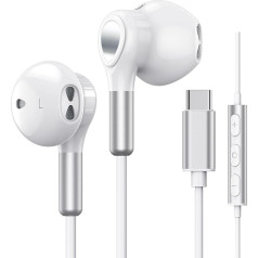 USB C austiņas Samsung Galaxy S22 Ultra S21 FE S20 A53, USB C austiņas ar mikrofonu In-Ear austiņas ar kabeli, USB C tipa austiņas iPad Pro 2021/2020 iPad Air 5/4/Mini 6, Pixel 7 6