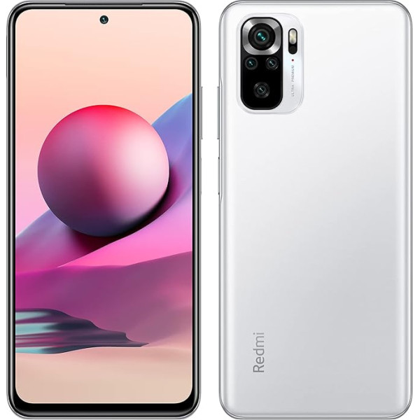 Xiaomi Redmi Note 10S viedtālrunis 6 GB + 64 GB 6,43 collu AMOLED DotDisplay 5000 mAh (tipa) akumulators 33 W ātrā uzlāde 64 MP kamera 3,5 mm austiņu ligzda MediaTek Helio G95 White [globālā versija]