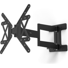 Hama TV Wall Mount Swivelling, Tiltable, Extra Long Arm (TV Wall Mount 32-65 Inches, VESA 100 x 100 to VESA 400 x 400, up to 50 kg, Ultra Slim, Extendable Bracket, with Fischer Dowels) Black