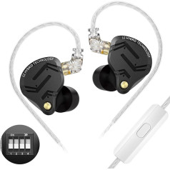 keephifi KZ ZS12 PRO X1DD&5BA IEM austiņas, vadu austiņas, KZ In-Ear Monitor, KZ In-Ear austiņas, 10 mm dinamiskais draiveris, 4 profesionāli regulēšanas slēdži (regulēšanas versija, ar mikro)