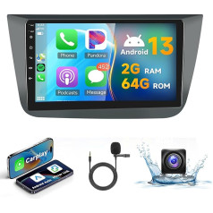 2G + 64G bezvadu Carplay Android 13 Auto radio 2 DIN Seat Altea 2004-2015 Toledo 2004-2009 ar Android auto navigāciju GPS WiFi 9 collu auto radio ar spoguļa saiti Bluetooth FM/RDS/DAB/OBD/SWC aizmugures