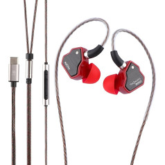 LINSOUL 7Hz Salnotes Zero HiFi 10 mm dinamiskā draivera IEM austiņas ar metāla kompozīta membrānu, nerūsējošā tērauda priekšējā plāksne, noņemams 2-pin OFC kabelis (sarkanas, ar mikrofonu, C tipa)