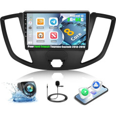 2G + 64G 8Core CAMECHO Android 13 auto radio Ford Transit Tourneo Custom 2013-2019 ar navigācijas sistēmu Carplay Android Car, 9 collu ekrāns, auto radio ar Bluetooth RDS DSP Mirror Link + atpakaļgaitas kamera