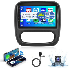 2 + 64G bezvadu Carplay 9 collu auto radio 2 DIN Android automašīnai Renault Trafic / Opel Vivaro 2015 ar ekrānu HiFi Bluetooth RDS/FM radio + AHD atpakaļgaitas kamera + Canbus