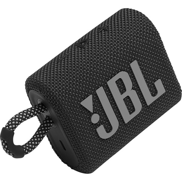 JBL Go 3: pārnēsājams Bluetooth skaļrunis ar iebūvētu akumulatoru, ūdens un putekļu izturīgs, melns