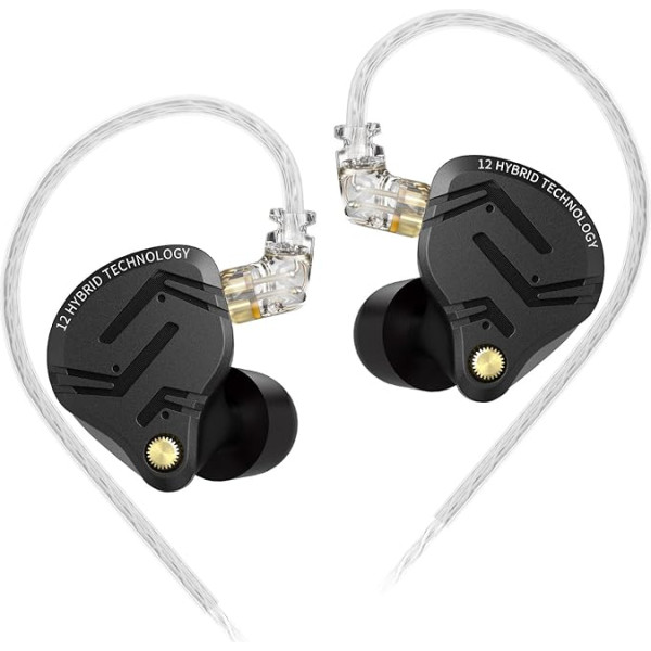 keephifi KZ ZS12 PRO X IEM, modernizētas 1DD 5BA IEM austiņas KZ In-Ear Monitor austiņas KZ IEM ar augstas tīrības pakāpes sudraba pārklājumu kabelim bez zudumiem (standarta versija, bez mikro)