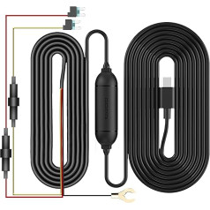 DDPAI C tipa vadu komplekts, saderīgs ar N1 Dual, N3 Pro, N5 Dual, Z40, Mini 5, var samazināt spriegumu no 12V-24V līdz 5V, nodrošina 24 stundu autostāvvietas uzraudzību