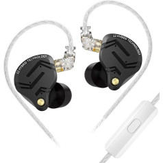 KZ ZS12 PRO X austiņas uz ausīm, IEM austiņas, 1DD+5BA hibrīda spēļu austiņas, KZ austiņas, labākās austiņas uz ausīm ar 2 adatu kabeli audiofilam (tumši melnas, ar mikrofonu)