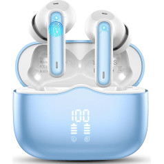 Bluetooth Kopfhörer, Bluetooth 5.3 In Ear Kopfhörer mit 4 ENC Mic, Kabellose Kopfhörer Tiefer Bass 40Std Wireless Earbuds Noise Cancelling, IP7 Wasserdicht, LED-Anzeige, Blauer See