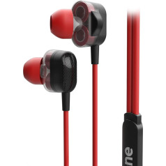 Ozone Gaming Gaming Ozone Dual FX Kopfhörer mit In-Ear-Mikrofon, 3 lielumu veidi, Anti-Kabel, Line-Controller, 3,5 mm-Klinkenstecker, Rot und Schwarz OZDUALFX Svars: 15,8 g