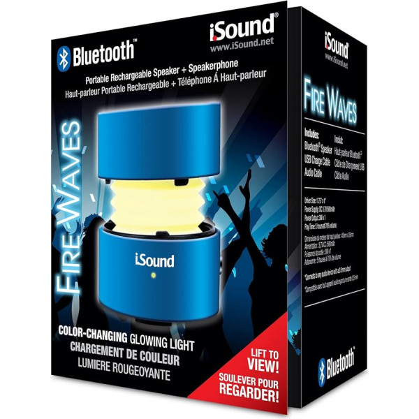 iSound ISOUND-5315 Fire Waves Bluetooth-Lautsprecher (aufladbar, mit Freisprecheinrichtung, für iPod) Schwarz