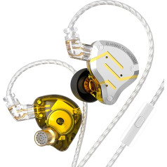 KZ ZS10 Pro In-Ear austiņas ar kabeli, 30Ω HiFi In-Ear austiņu kabelis, IEM In-Ear monitoru austiņas austiņas sporta spēlēm un mūzikai (zelta, ar mikrofonu)