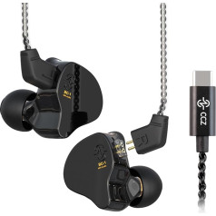 keephifi CCZ Melody USB C In-Ear austiņas ausu monitoram USB C vadu C tipa austiņas, hibrīda 1BA 1DD HiFi Bass IEM ar 4N kabeli dziedātājiem, skatuves basistiem (melnas, bez mikro)