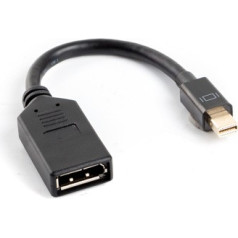 Adapteris mini displayport (m) -> displayport (f) uz 10 cm kabeļa melns