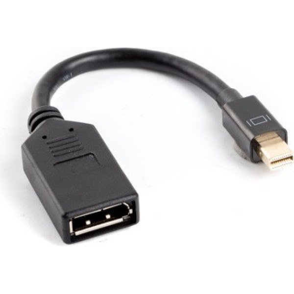 Adapteris mini displayport (m) -> displayport (f) uz 10 cm kabeļa melns