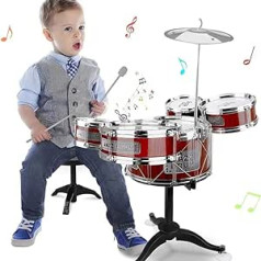 RATSTONE Children's Drums, Children's Drums, Music Kids Drum Instrument Set, Toddler Jazz Drum Set 5 Drums, Baby Percussion Educational Toy Drums for 3 4 5 Year Old Boys and Girls