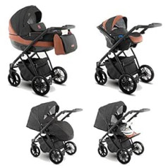 Lux4Kids 2-in-1 3-in-1 Isofix Buggy automašīnas sēdeklis 6 krāsās Bezmaksas piederumi Zoe Carbon Brown ZEO-3 4-in-1 Automašīnas sēdeklis + Isofix