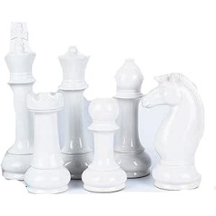 Hwydo Unique Ceramic Chess Pieces Horse Queen Table Decoration Set of 6 (White)