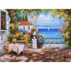 XINYUWZ glezna ar Numbers Beach House komplekti Ar rokām apgleznoti attēli pēc skaitļiem Ainava Zīmējums uz audekla Mājas dekorēšana DIY BG2 60 x 75 cm bez rāmja