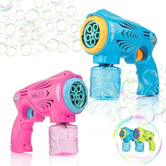 Blubbel 2 x Bubble Gun, Bubble Machine, 150 ml tvertne, burbuļu šķidrums, automātiskā burbuļpistole, burbuļa lielgabals, gaisa burbuļi Bazooka burbuļpistole, dāvanas bērniem, kāzas