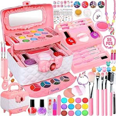 ENCOUN Children's Make-Up Set Girls, Vanity Case, Girls' Toy, Washable Make-Up Set, Children's Make-Up Set, Halloween Christmas Birthday Gifts for Girls 4-12 Years