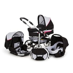 Lux4kids 3-in-1 Buggy Mega Set 4 Krāsu Grozāmie Riteņi Viss vienā Automašīnas sēdeklītis Isofix Baby Bath Baby Seat Matrix Go