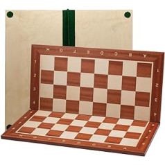 Folding Chessboard Large Master of Chess Inarsia Chessboard High-Quality 48 cm Professional Tournament Chess Board No. 5 with Dark Brown Border for Children and Adults