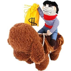 Amosfun Funny Pet Costume Outfit Rider with Purse Dress Up Dog Soft Saddle Filled Decoration Prop Novelty Pet Puppy Supplies Apparel Size M