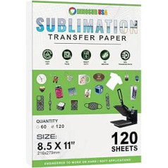 INNOSUB Innosub ASV tintes pārsūtīšanas papīrs, 8,6 x 11 collas, termosublimācijas siltuma pārneses papīrs (120 lokšņu iepakojumā)