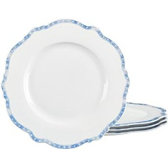 fanquare 4 lėkščių rinkinys Porcelianinės pietų lėkštės su mėlynos žvaigždės apvadu 27,5 cm apvalios lėkštės Dideli buitiniai maitinimo indai