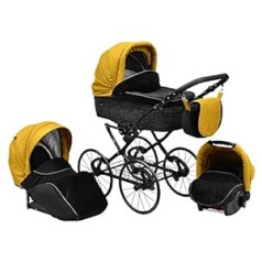 Skyline Classic Retro Style Nature Lux kombinuotas pinti vežimėlis vežimėlis 3-in-1 Travel System automobilinė kėdutė (Isofix)