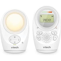 VTech Digital Audio Baby Monitor DM1211 — ar DECT tehnoloģiju, domofona funkciju, LCD skaļuma displeju, temperatūras sensoru, nakts gaismu un daudz ko citu — vecāku un mazuļa ierīce