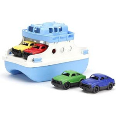 Green Toys Deluxe prāmju laivu komplekts — 5 dab. izlikšanās, motoriskās prasmes, bērnu peldēšanas rotaļlieta, peldoša laiva, transportlīdzekļa un automašīnas komplekts bez BPA, ftalāti, PVC, var mazgāt trauku mazgājamā mašīnā, p