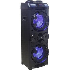 Reflexion PS20BT Jumbo DJ Karaoke PA sistema su šviesos efektais („Bluetooth“, „True Wireless Stereo“, radijas, USB, AUX, mikrofonas, 1200 vatų), juoda